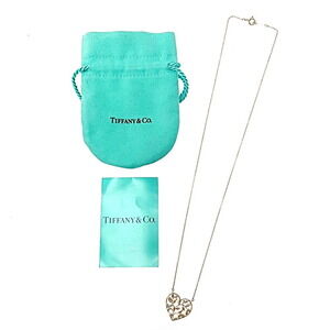 TIFFANY Co Silver Olive Leaf Heart Necklace